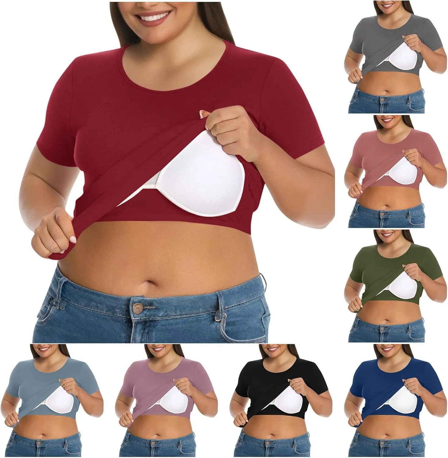 Womens Plus Size Workout Tops with Built in Shelf Bra Short Sleeve T-Shirt Soft Pajama Top Yoga Athletic Shirts